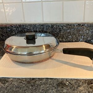 Revere Ware 10” Stainless Steel Copper Bottom Fry Pan With Lid